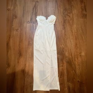 Here Comes The Sun Strapless Slit Dress